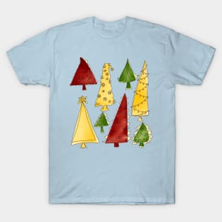 Christmas Trees For The Holidays With Blue Background T-Shirt